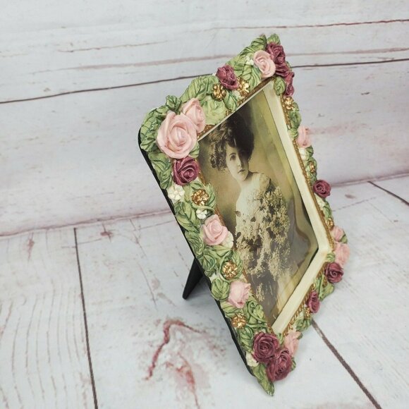 Porcelain Floral Embossed Hand Painted Picture Frame - Picture 7 of 8